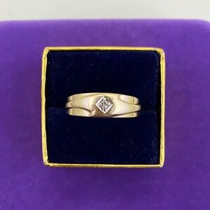 💛 Vintage Men’s 10k Yellow Gold Ring | Solid 10k Gold Diamond Accent Band